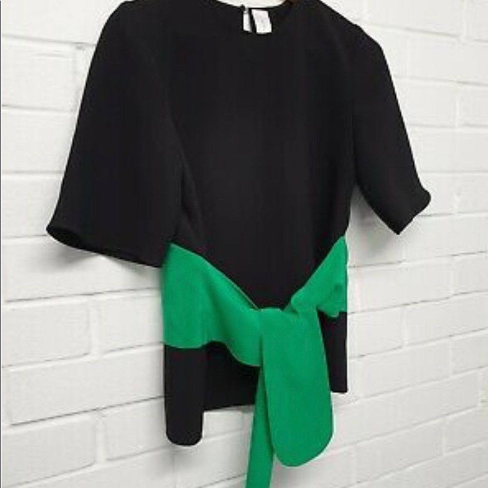 NWT Victoria Beckham soft crepe/green tie shirt!
